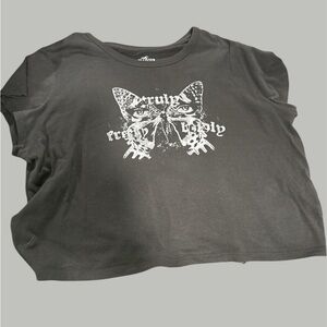 Hollister Black Graphic Crop Top